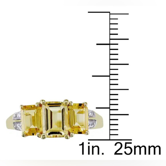 Miadora 10k Yellow Gold Emerald-Cut Citrine & Diamond Ring Size 7 - Picture 8 of 8